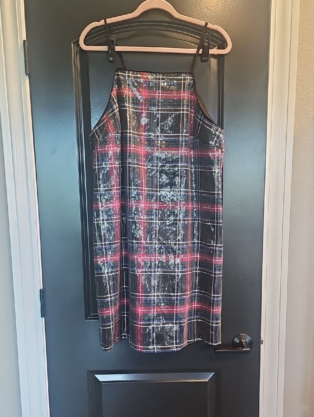 Copper Key Plaid Sequin Dress